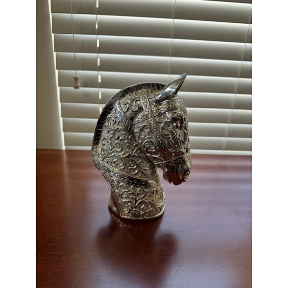 Other - Silver Embossed Horse Head Bust Decorative Equestrian Figurine Statue 9.5 Inch